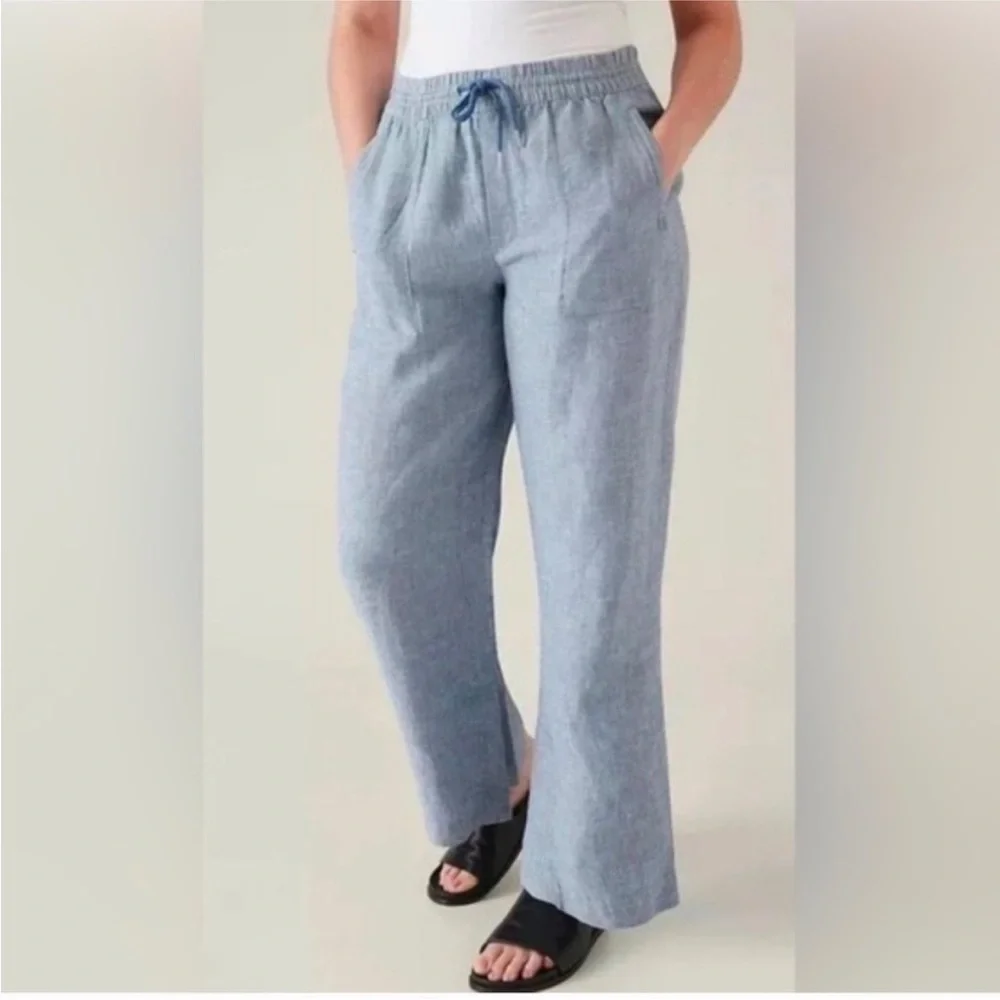 Athleta Retreat Linen Wide-Leg Pants Medium Tall - Picture 1 of 3